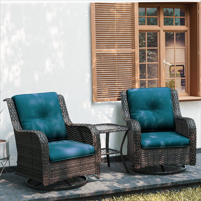 Wicker Patio Furniture Set - 3 Piece Rattan Outdoor Sectional Conversation Sets 2 Piece Wicker Hang gliding  Chairs and 1 Side Table