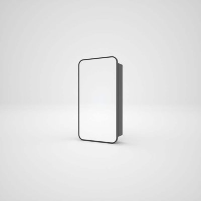 15x24in Rectangular Matte Black Aluminum Recessed/Surface Mount Framed Medicine Cabinet with Mirror Brandylynn
