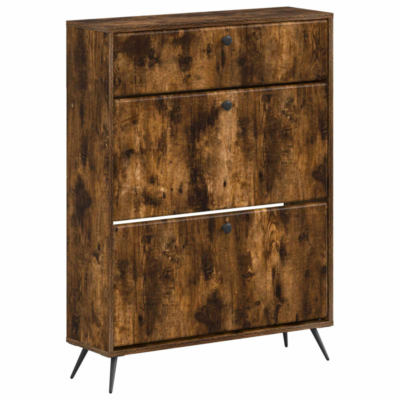 Shoe Storage, 103 cm H x 78 cm W x 24 cm D, Smoked Oak