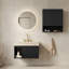 Ensemble de meuble-lavabo mural de 30 po + 26 po, meuble-lavabo mural flottant pour salle de bain, plateau en pierre frittée crème or, cuve en céramique, 3 trous de robinet pré-percés, robinet et drain exclus, couleur noire-7956609-7956613