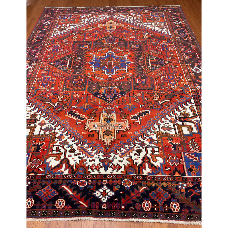 Tapis rectangulaire en laine de conception unique 7 pi 7 po x 10 pi 8 po Saziya