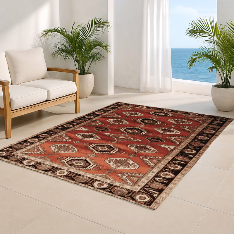 Tapis d'intérieur et d'extérieur brun Persian, Rectangle 5 pi x 7 pi