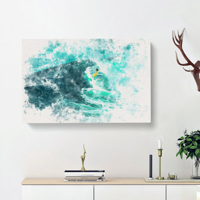 Surfing in Hawaii Watercolour - Wrapped Canvas