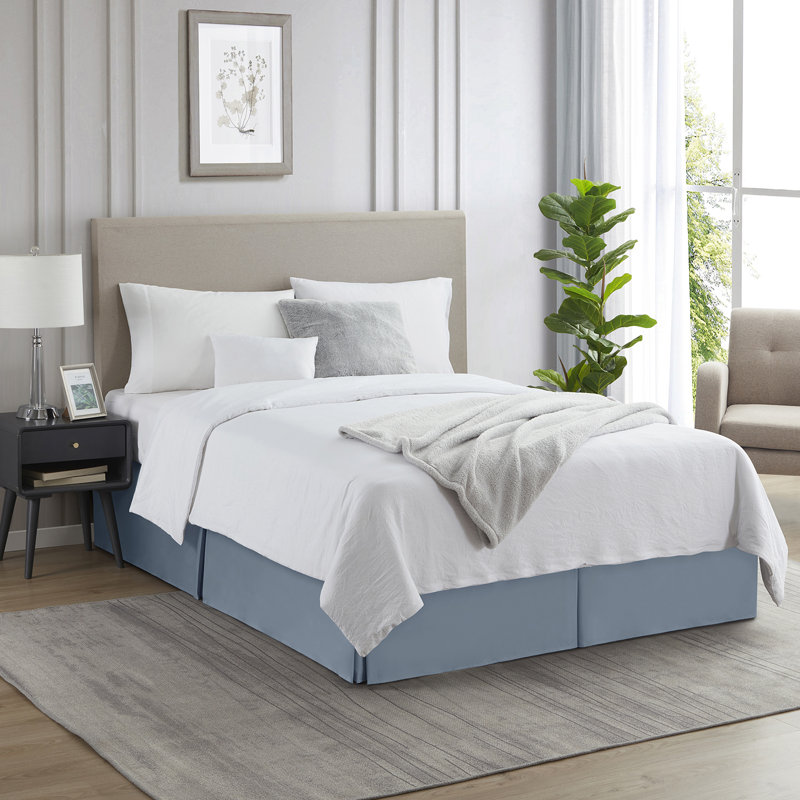 Luxury Pleated 14" Bed Skirt, Full XL, Stone Blue