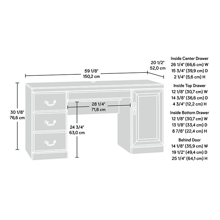 Heritage Hill Classic Cherry Executive Computer Credenza with Integrated Storage