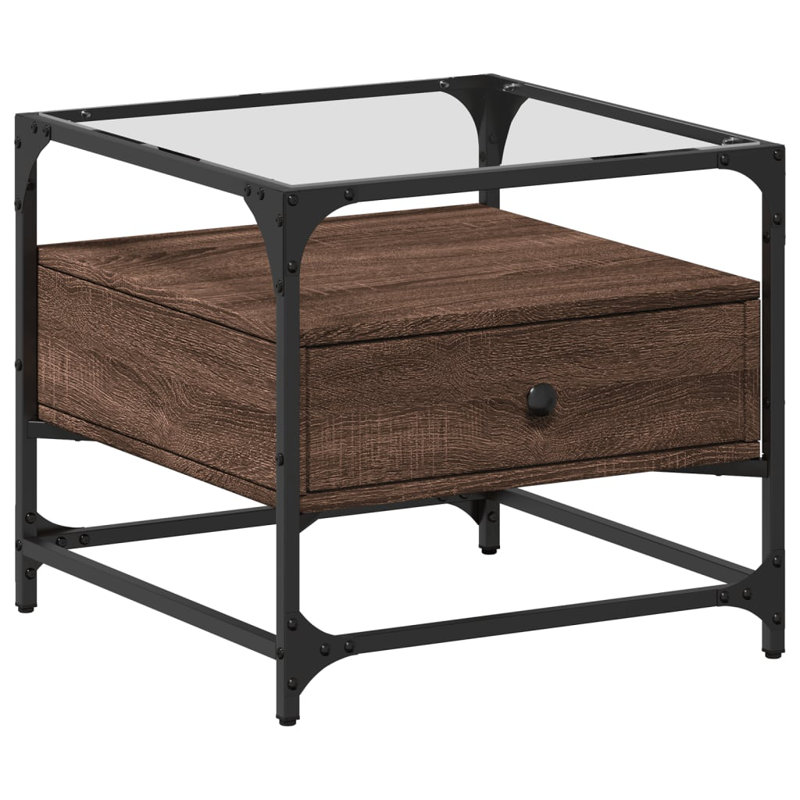 Alham Coffee Table with Storage, Black/Brown Oak