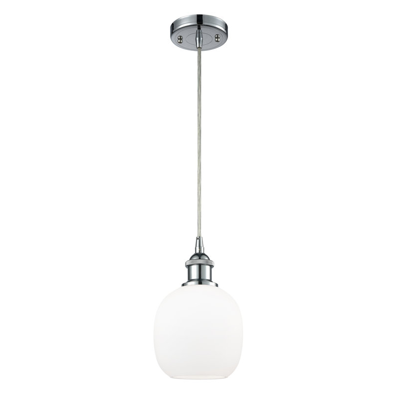 Luminaire suspendu sphérique 1 lumière Carlucci, Chrome poli, Ampoule DEL 6 watts Vinage, Blanc mat