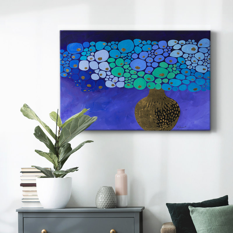 «Blue Poppies II», toile tendue avec châssis, H 32 po x l 48 po