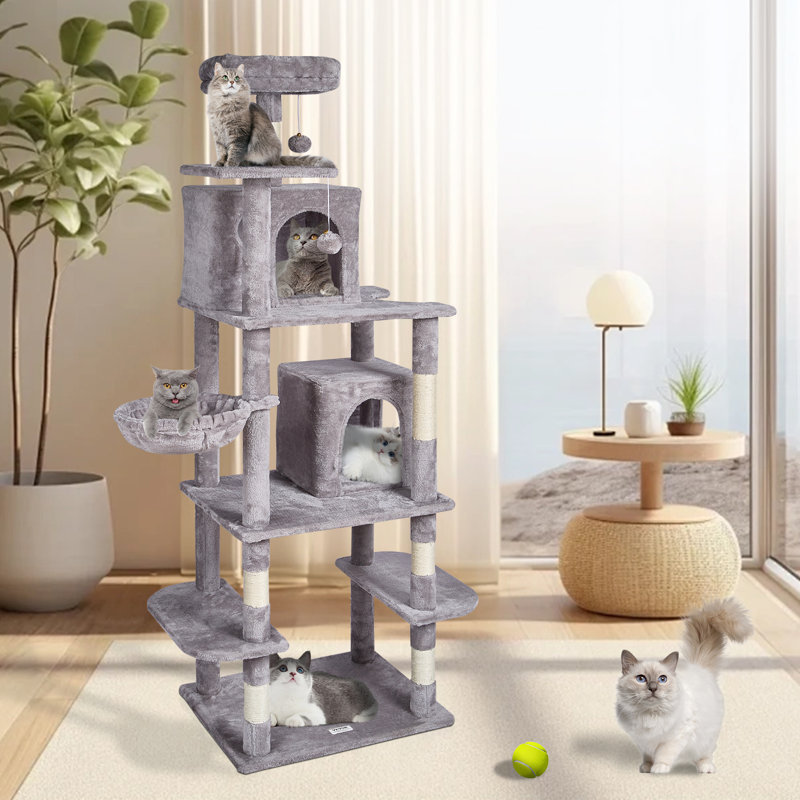 172.7cm H Cat Tree, Light Grey