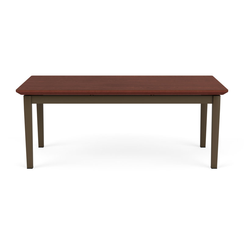 Lenox Steel Waiting Reception Coffee Table Metal Frame 40x20" High Pressure Laminate Top, Bronze, Canyon Cherry