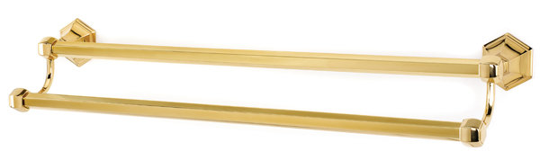 Porte-serviettes mural double Nicole, Laiton poli, L 32,5 po x P 6 po