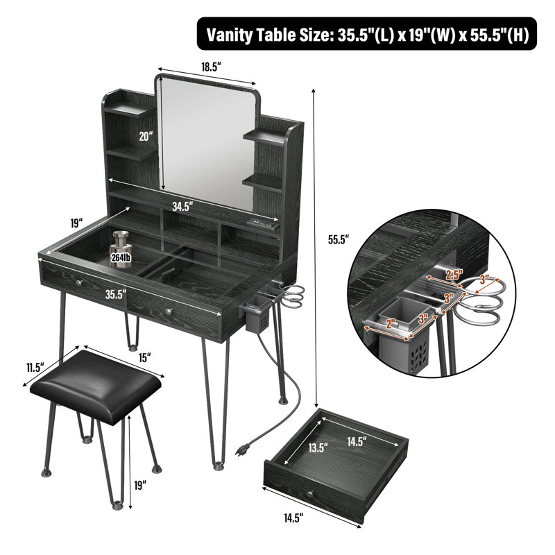 Kashara Vanity, Black
