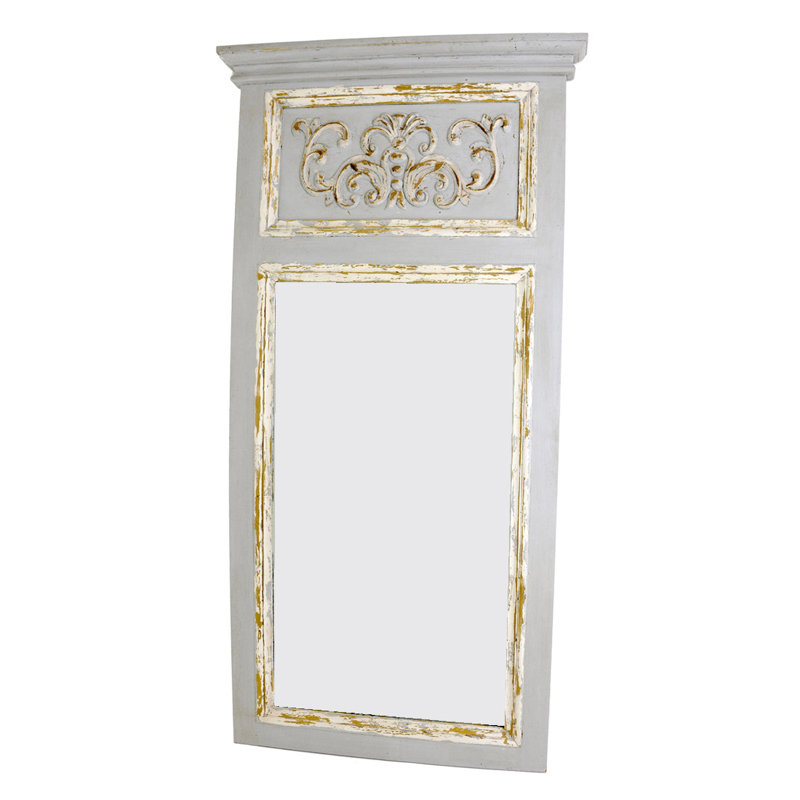 Romeo Flat Solid Wood Wall Mirror, Gray/Blue/White