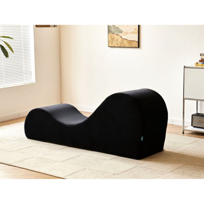 Chaise longue noire, ergonomique avec mousse haute, housse amovible et lavable, noyau en mousse, amovible pour un confort quotidien
