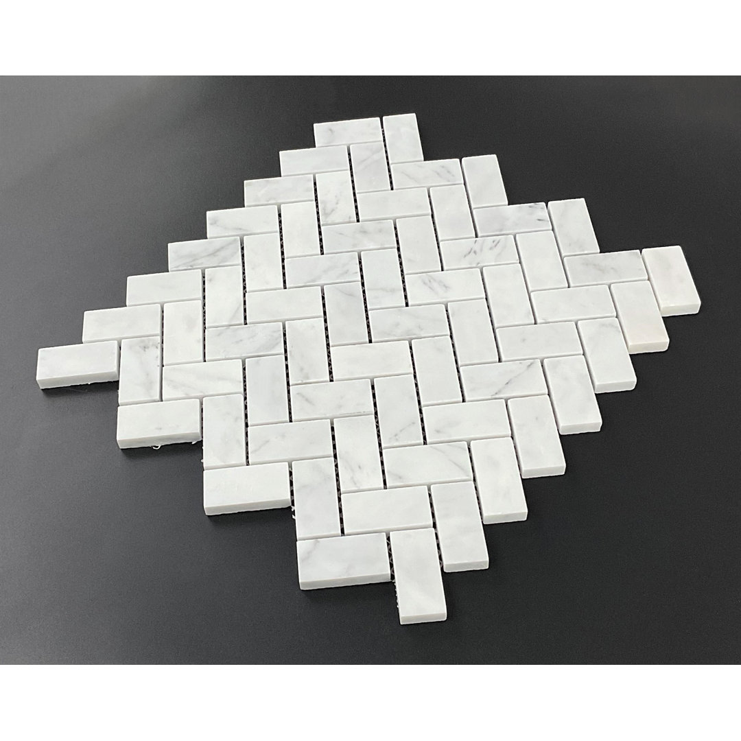 1" x 2" Cararra Herringbone/Chevron Mosaic Wall & Floor Tile ES Stone 