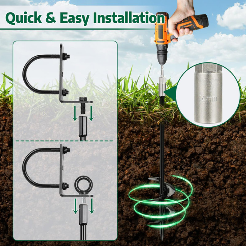 Ensemble de 4 ancrages de sol robustes de 30 po avec supports polyvalents pour maisons mobiles, abris de jardin, portiques, remises, garages et structures d'extérieur