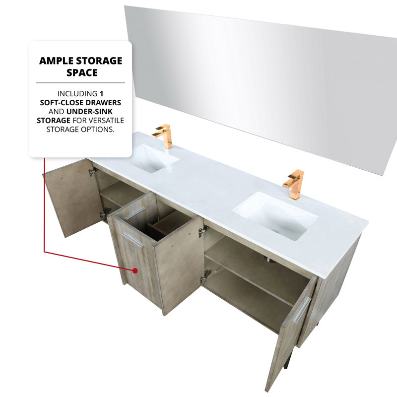 Lancy 72 in W x 20 in D Double Bath Vanity Top and Faucet Set, White Cultured Marble