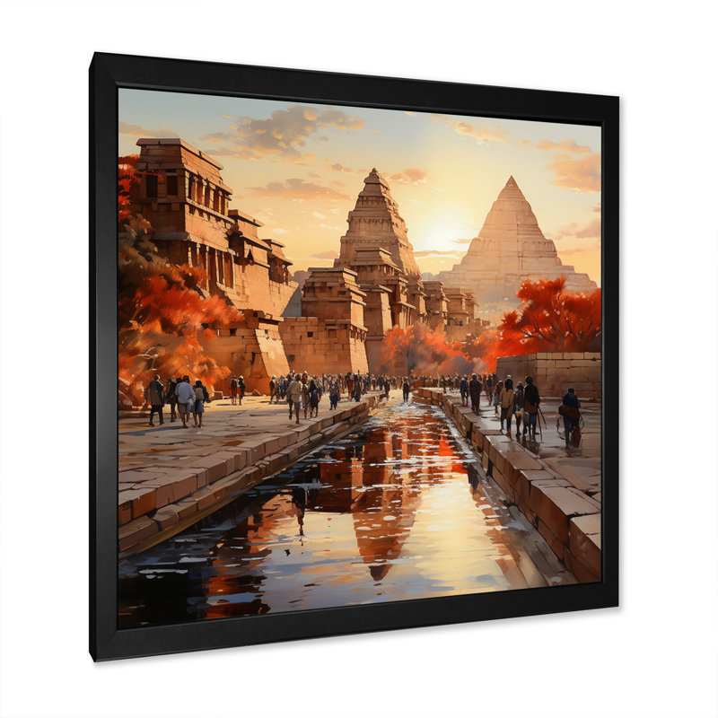 " Egypt Journey To Karnak ", Black Single Picture Framed, 36" H x 36" W x 1.5" D