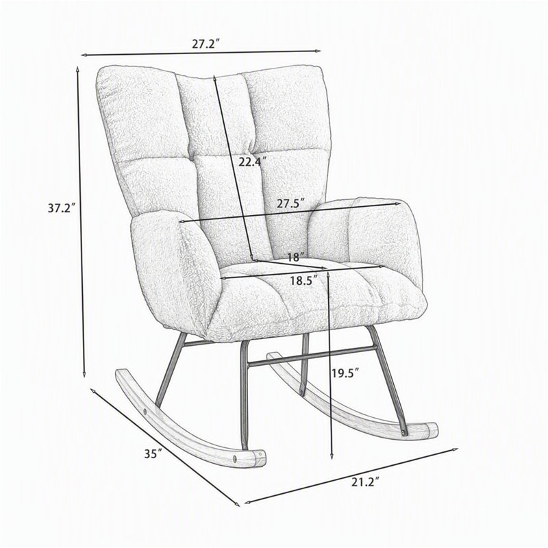 Fauteuil berçant et oscillant rembourré avec tissu, Bleu, Bleu
