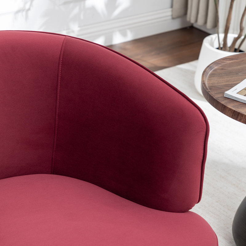 Fauteuil demi-tonneau pivotant rembourré Tybias, Rouge