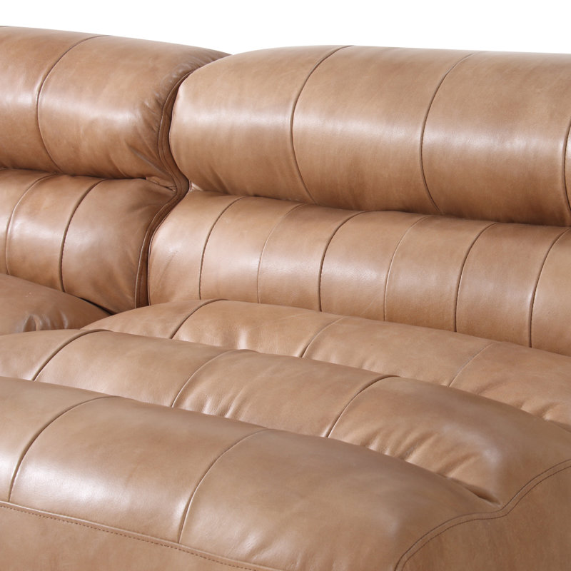 Ramsay Modular Chaise Sectional, Brown Top Grain Leather