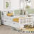 Twin Size Wood Platform Bed With Guardrails On Both Sides And Two Storage Drawers ,White-1629955878-1629955876