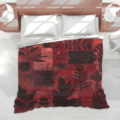 Édredon à feuilles rouges et noires