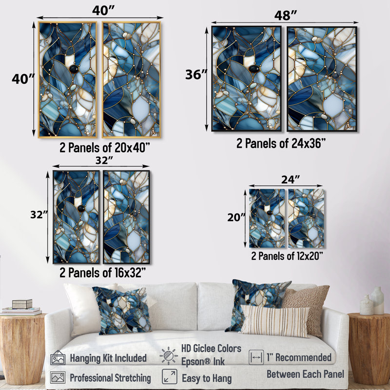 Motif de fantaisie en marbre - Grand marbre, estampes d'art sur toile, 2 pièces, H 36 po x l 48 po, Brun