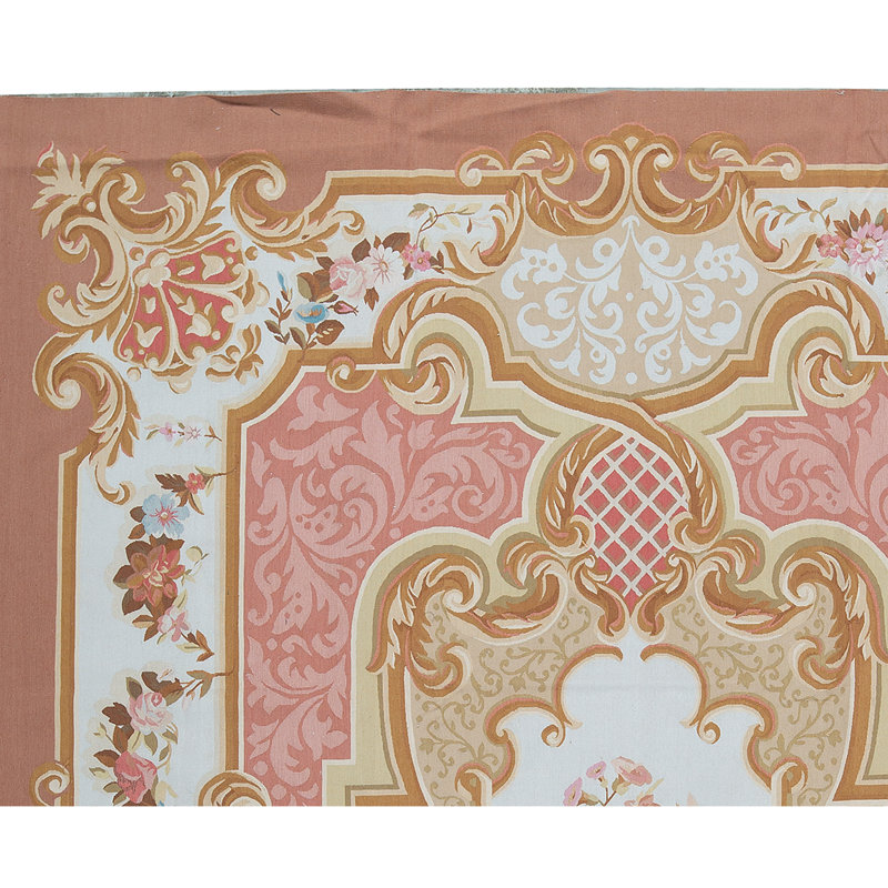 Hand-Knotted High-Quality Rose and Ivory Area Rug
