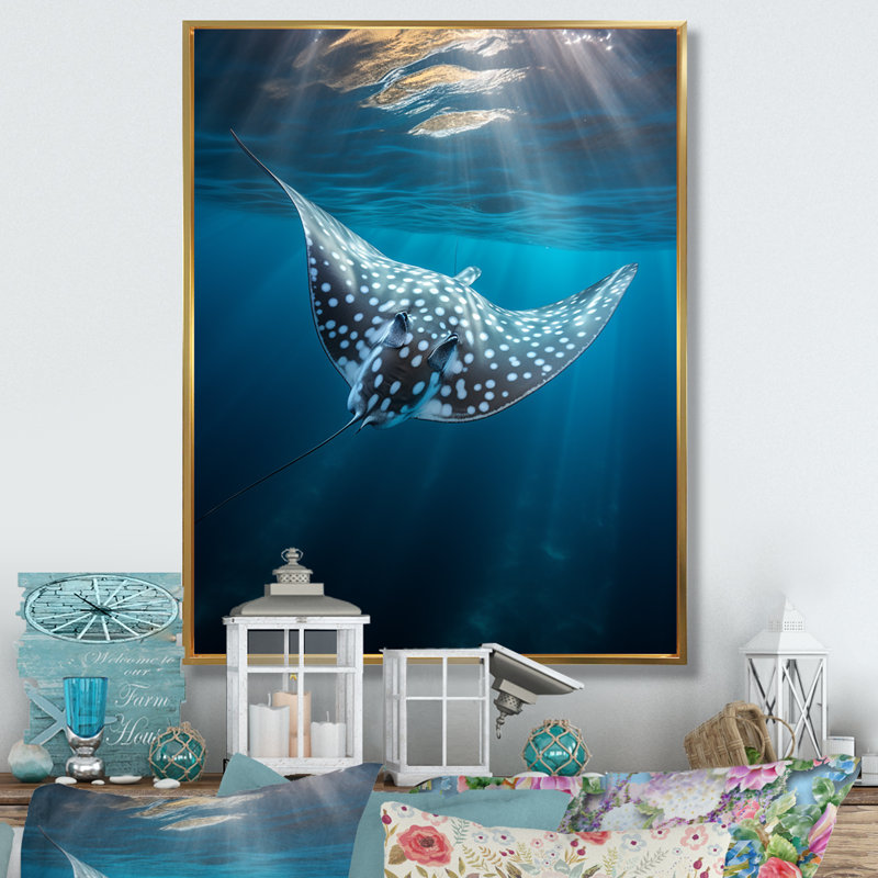 Wilbrecht Ray Graceful Glide Ocean sur toile, H 32 po x l 24 po x P 1 po, Cadre flottant doré