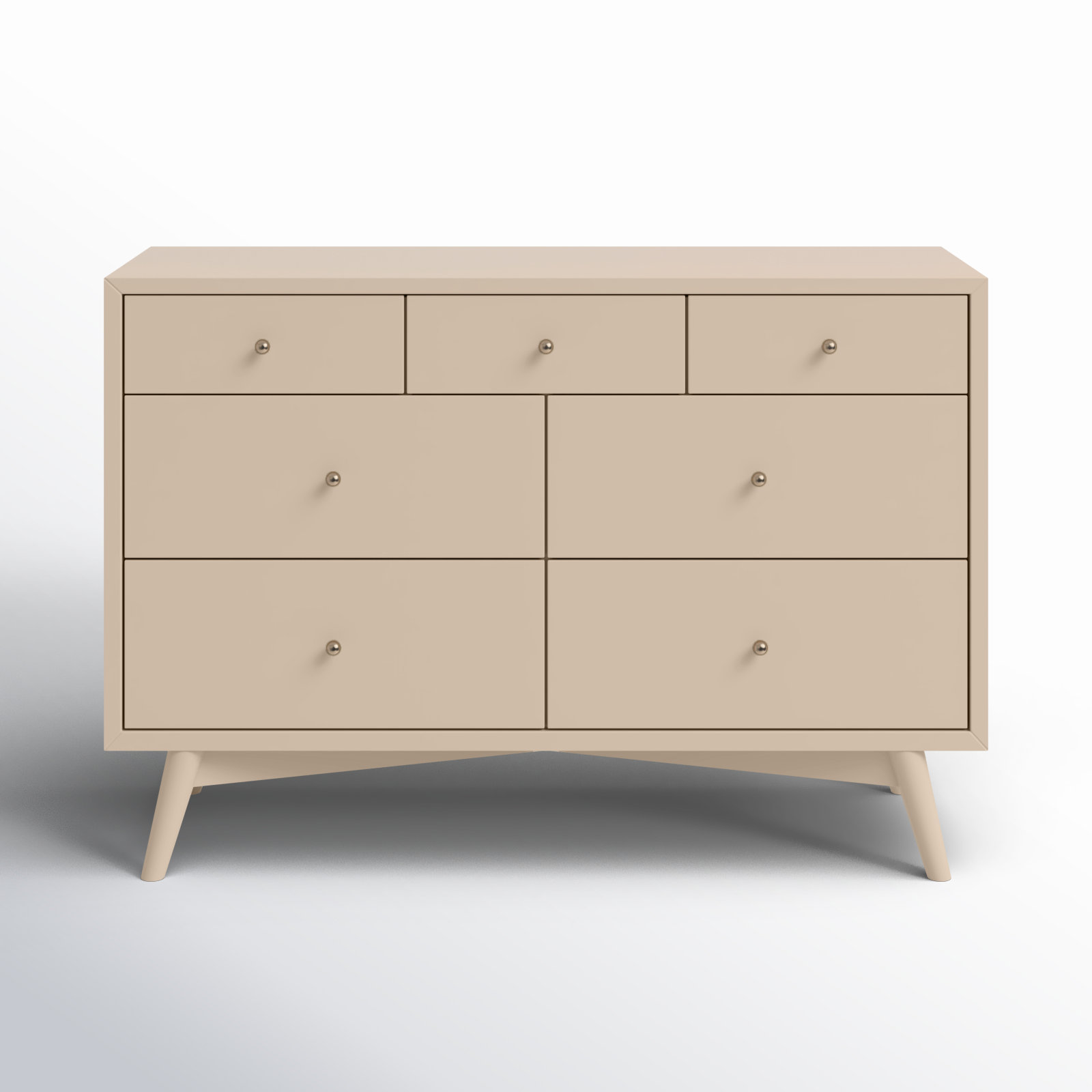 Palma 7 Drawer 53" W Double Dresser, Taupe