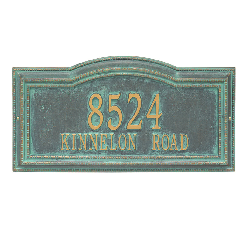 Signature Series 2-Line Wall Address Plaque, Yes, Bronze, Verdigris