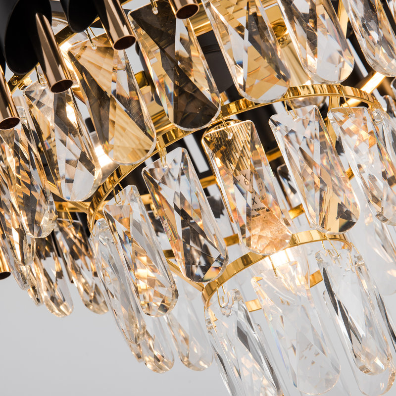 Black Modern K9 Round Crystal Chandeliers For Dining Room, Living Room, Bedroom, Entryway, Bulbs Not Included, 3, 5