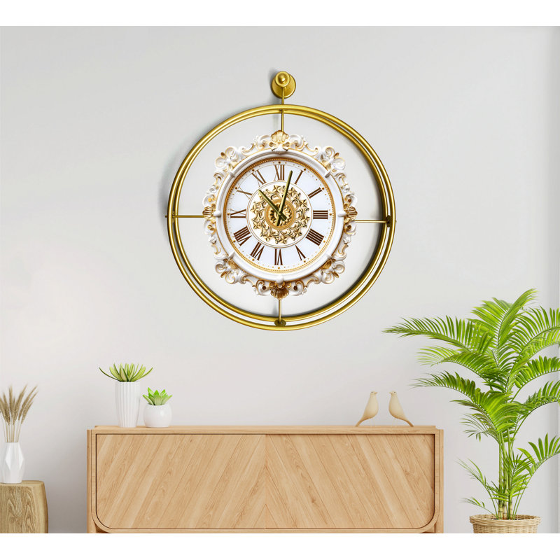 Horloge murale décorative en métal, Doré