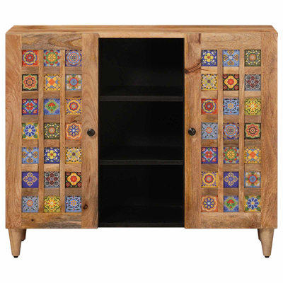 Vidaxl Sideboard With Shelf With Storage With Door Solid Mango Wood Modern