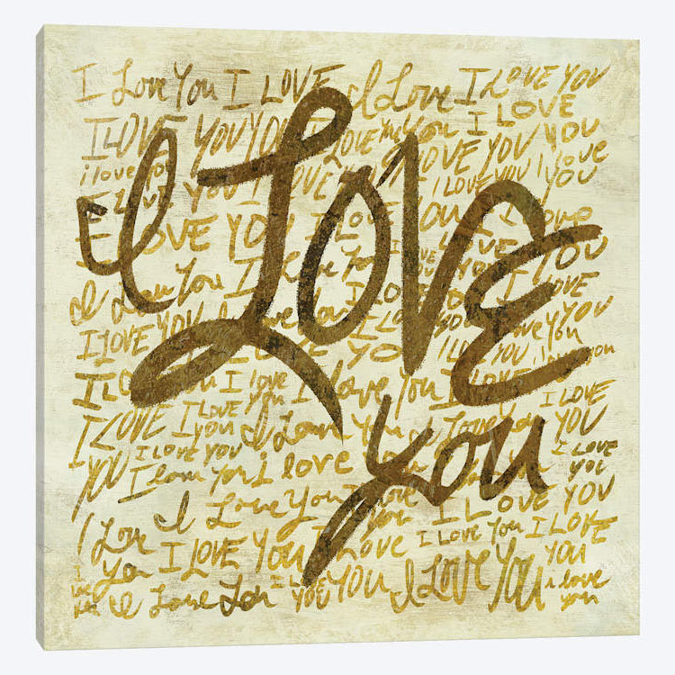 « i love you », art textuel sur toile, H 12 po x l 12 po x P 0,75 po