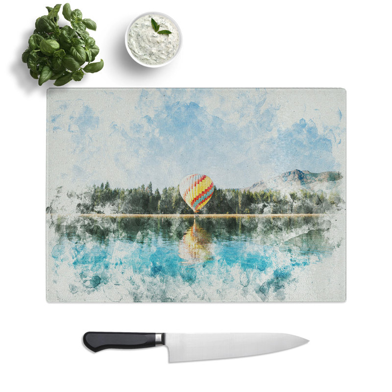 Hot Air Balloon Vol.1 Watercolour Chopping Board, 0.4cm H x 20cm W x 28.5cm L