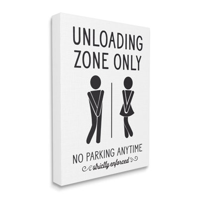 «Unoading Zone Witty Bathroom Symbols Casual Sign» par lettré et doublé - cadre flottant, impression sur toile
