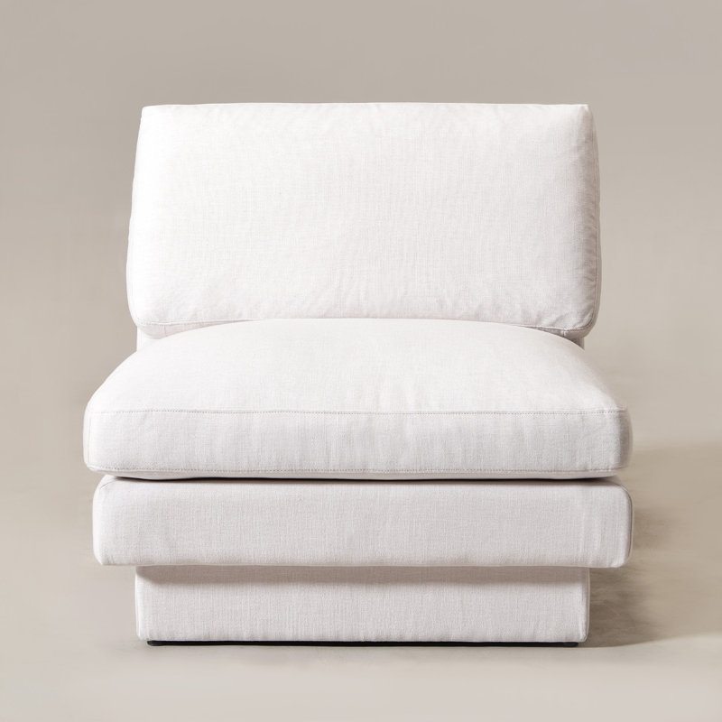 Fauteuil de chambre rembourré 34 po, Mélange de lin blanc crème
