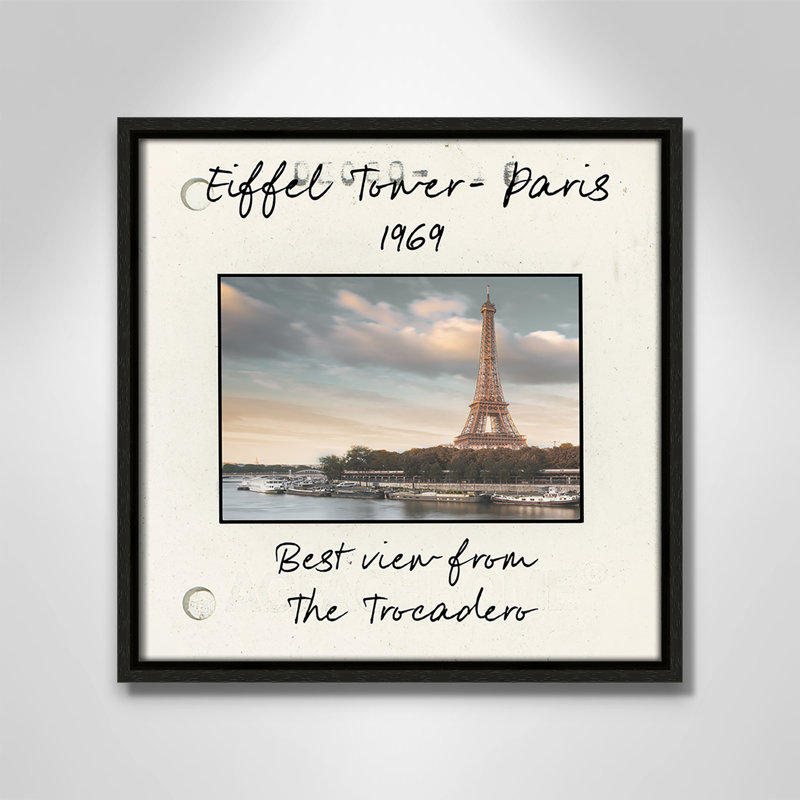 «Paris Paris - Eiffel View Print» par Danita Delmont, Toile encadrée flottante espresso, H 13,5 po x l 13,5 po x P 2 po