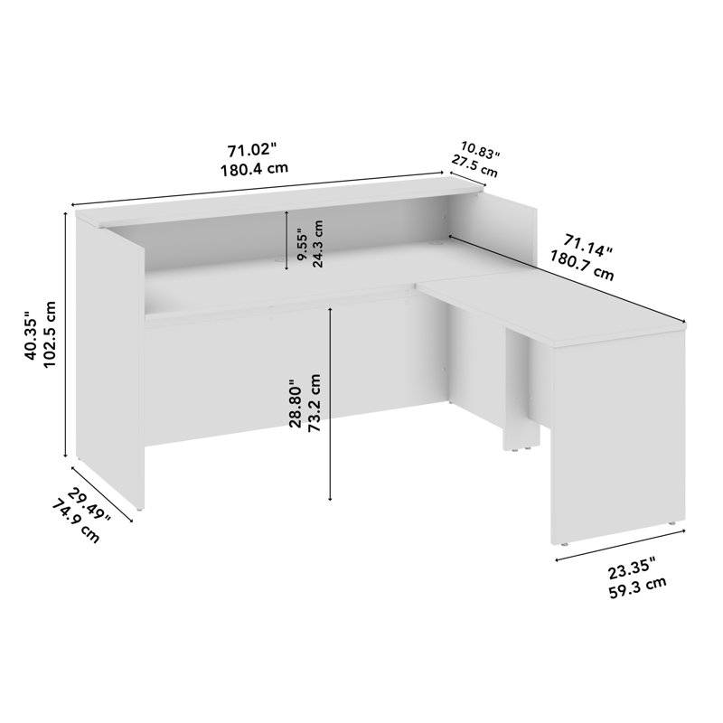 Mocha Cherry L-Shaped Reception Desk with Shelf
