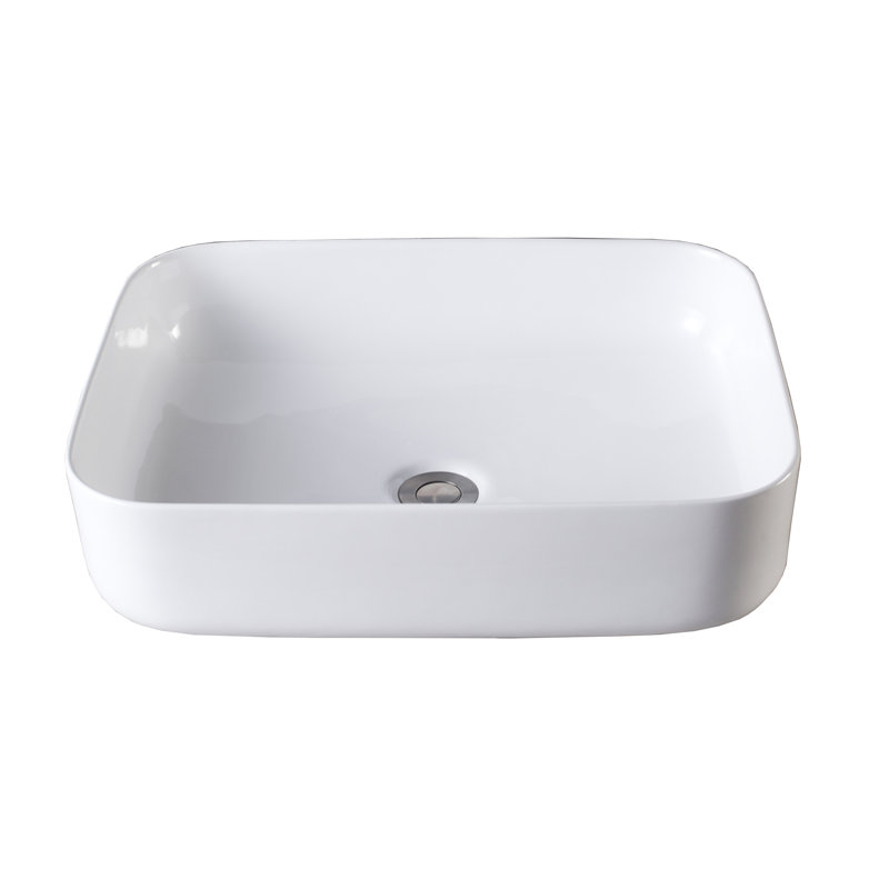 Lavabo de salle de bain vasque rectangulaire en céramique blanche