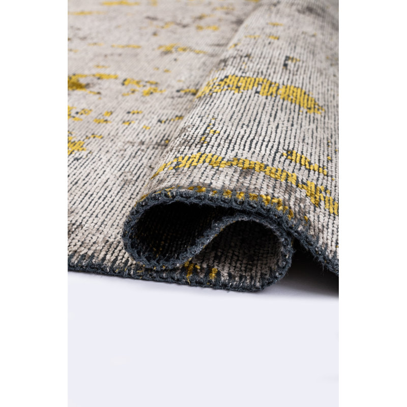 Rapture Gray/Yellow Abstract Luxury Area Rug, Rectangle 7'10" x 11'2"