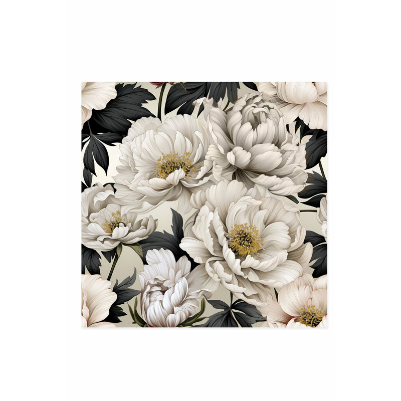 «Floral Luxe Pe pivoines», reproduction d'art moderne sans cadre, H 16 po x l 16 po