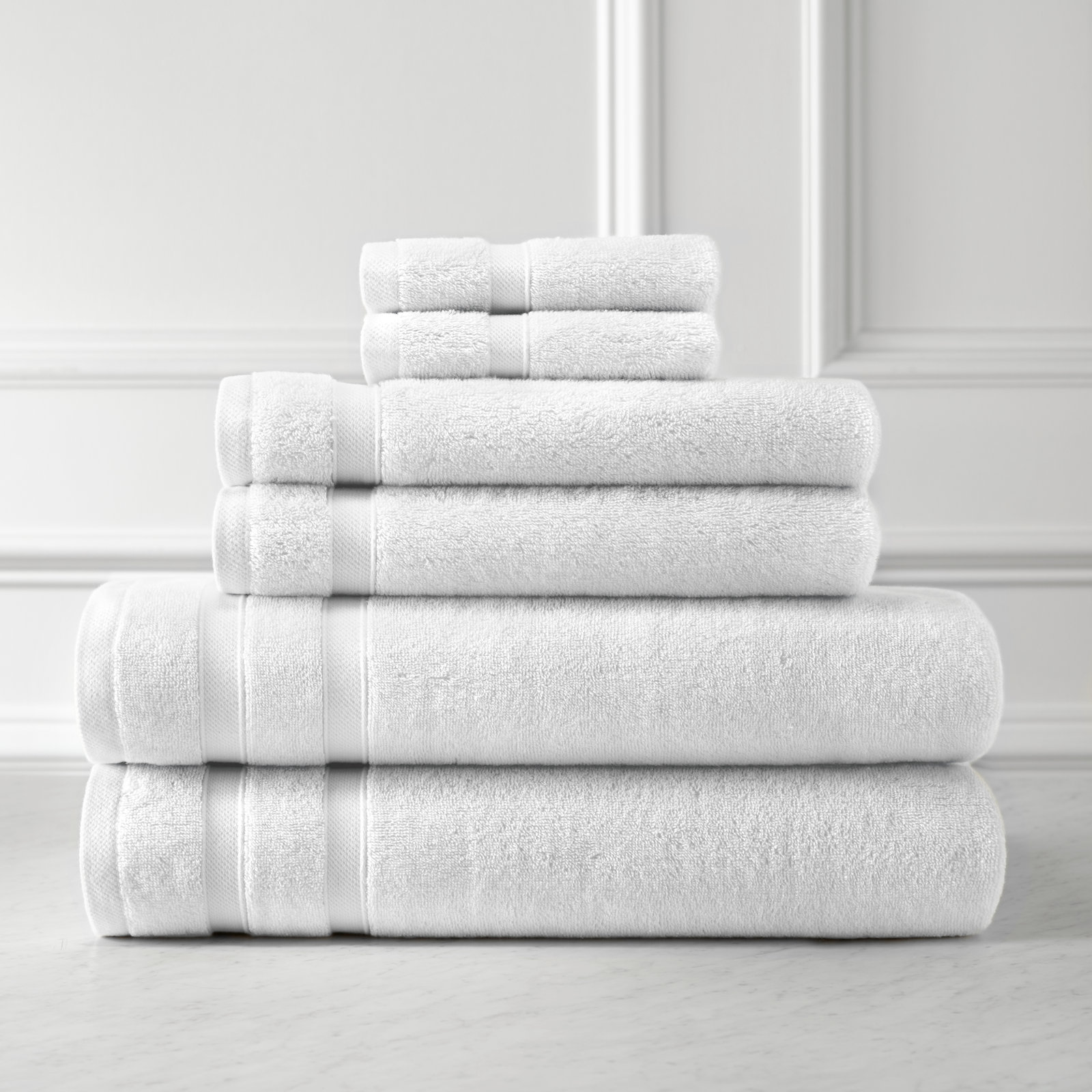 Southshore 6-Piece Cotton Towel Set, White
