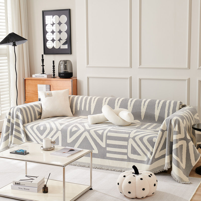 Housse pour canapé modulaire Boho Chenille, H 71 po x l 150 po x P 0,1 po, Gris
