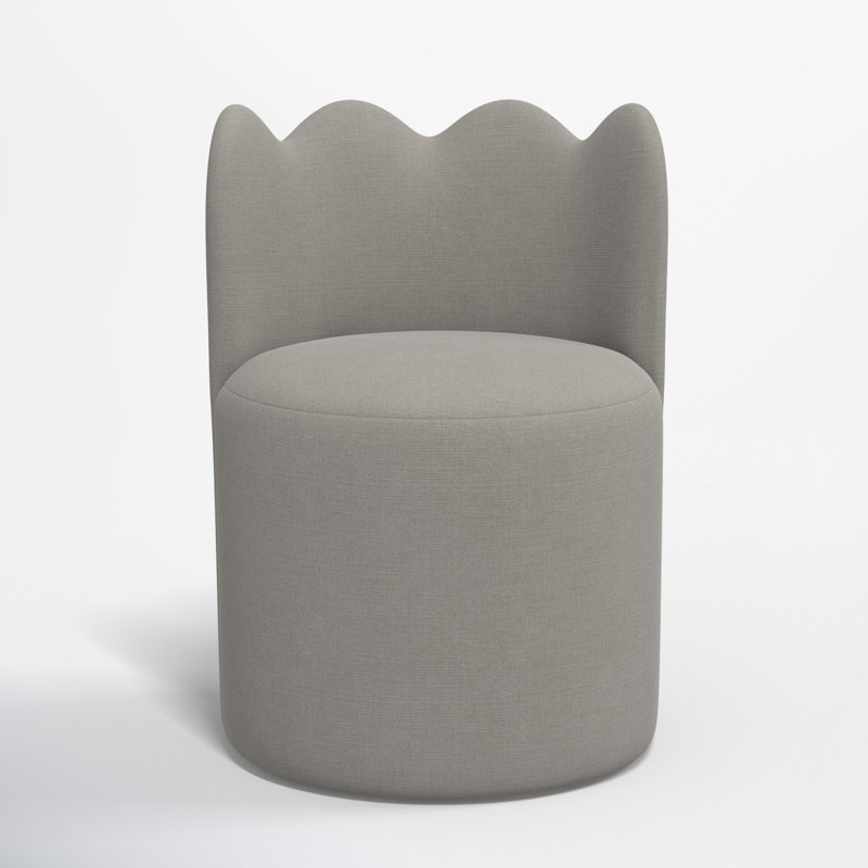 Dahlia Wavy Back Dining Chair, Linen Gray Linen