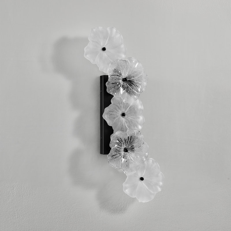 4 - Light 21.6'' Modern Wallchiere Glass Wall Sconce, Matte Black