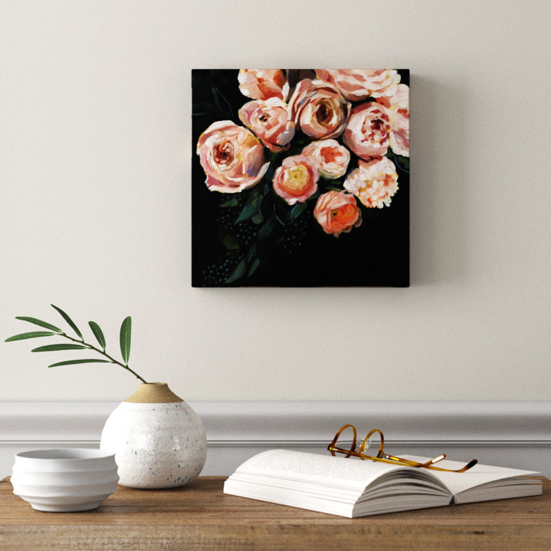 Peachy Blooms II by Victoria Borges - Wrapped Canvas Painting, 30cm H x 30cm W