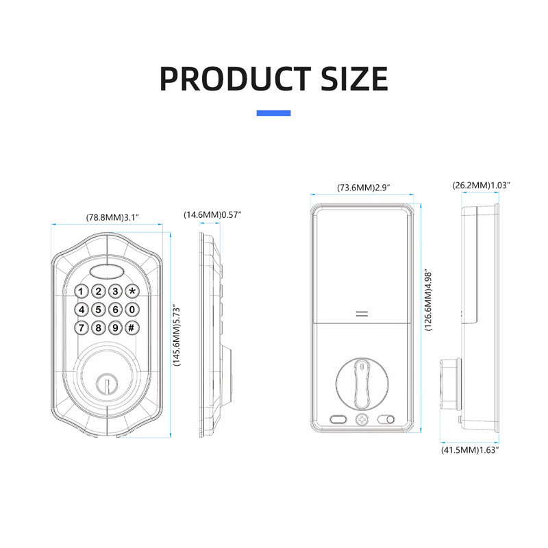 Serrure de porte d'entrée numérique sans clé Smart Lock pour porte d'entrée, pêne dormant à clavier électronique